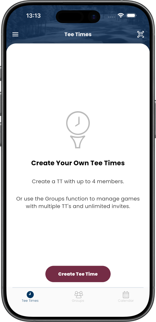 Linkster create tee time screen